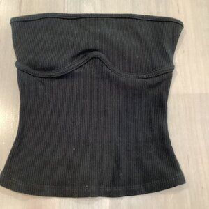 Black Strapless Bustier Top - Small
